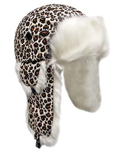 Luxury Divas Leopard Print Girl's Faux Fur Trim Trooper Hat