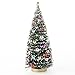 Miniature Decorated Frosted Bottle Brush Christmas Trees - Classic Holiday Snowy Bristle Sisal Trees (8-1/2
