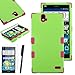 ZTE Grand X Max+ Plus Case, Luxca (Tm) Grand X Max+ Plus (ZTE Z987) Hybrid Heavy Duty Rugged Impact Advanced Armor Symbiosis Soft Silicone Cover Tuff Hard Robust Snap On Dynamic Case + Clear Lcd Screen Protector + Luxca (Tm) Stylus Pen (Pearl Green / Pink Tuff)