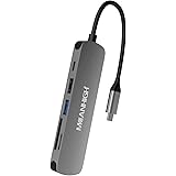 MEANHIGH USB C Hub 6-in-1 Type C to HDMI Adapter with 4K 60Hz Multiport Dongle 100W PD Charging Docking Station SD/TF Card Re