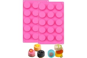 BAKER DEPOT 15 Holes Cylinder Silicone Mold For Handmade soap Chocolate jelly Pudding DIY Resin Mould Hole Dia: 1.5 inch Vol: 20ml Set of 2