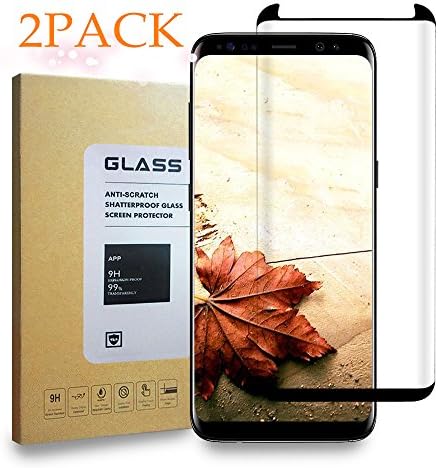 Galaxy S8 Tempered Glass Black Screen Protector [2-Pack],Tekogys[Case-Friendly] 3D HD Screen Protector for Samsung Galaxy S8 Black