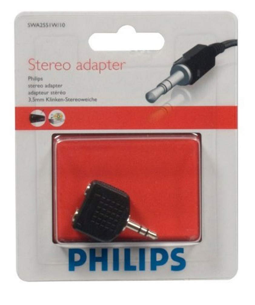 Philips SWA 2551 W/10 Stereo Y Adaptor 2 x 3.5 mm Female - 1 x 3.5 mm Male Connector Black
