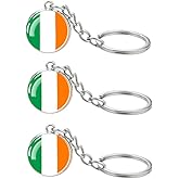 LLBFHH 3 Pcs Ireland Flag Key Chain,Cool Keychain for Car Keys, Stainless Steel Keyrings & Keychains,Used for Home Decoration, Jewelry Hanging Decorations.