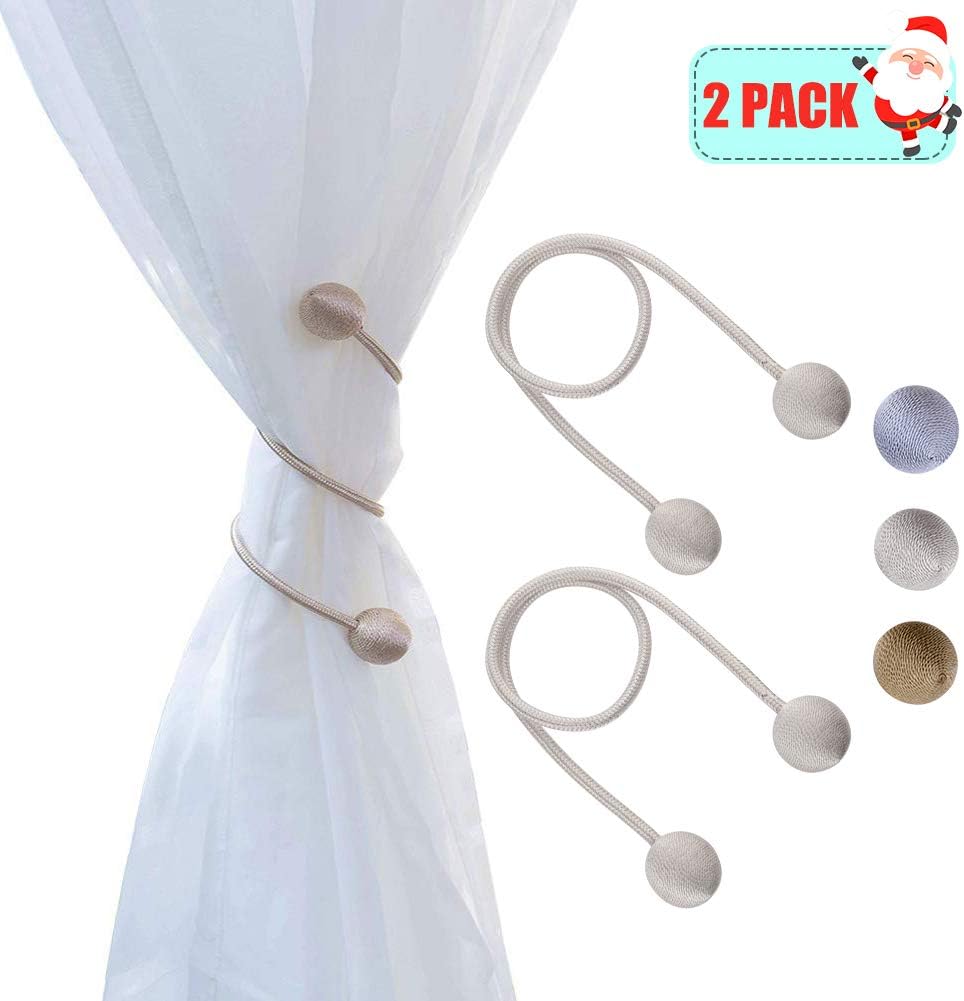 Yacolife DIY Random Modeling Curtain Tie-Backs,The Most Convenient Drapery Rope Clips,Decorative Rope Holdbacks for Window Sheer and Blackout Panels,Set of 2, Beige