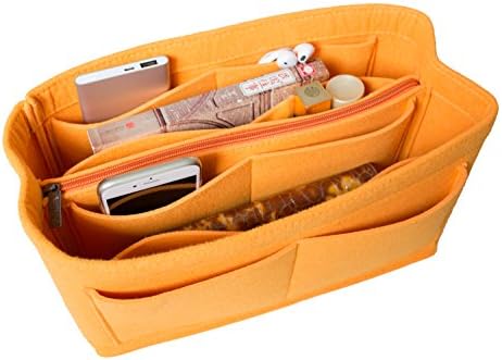 LUZEE Purse Organizer with Middle Zipper Fits Neverfull MM Speedy 30 In Bag Organizer For Handbag Tote (Salmon)