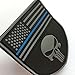 SpaceAuto 3D PVC Rubber Shield Shape American Flag w/ Police Thin Blue Line Law Enforcement Skull Military Army Tactical Morale Badge Subdued Patch 3.35