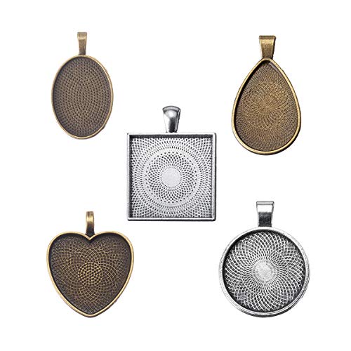 30 Pcs 5 Styles Pendant Trays Molds- Round & Square & Heart & Teardrop & Oval,1 Pcs Silicone Jewelry Casting Molds Jewelry Silicone Mold for Jewelry Making DIY Craft - Thumbnail 3