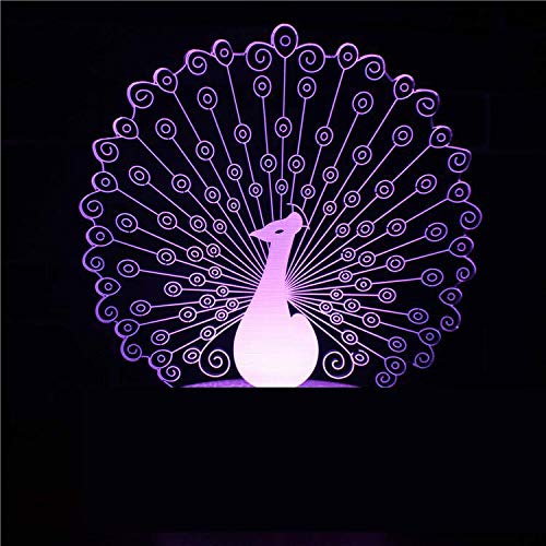 Home Appliances Intelligent Night Light Table Lamp Led 3D Visual Headlamp Beautiful Peacock Open Wings Divine Bird Kids Gift Decoration