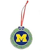Michigan Wolverines Wreath Metal Christmas Ornament