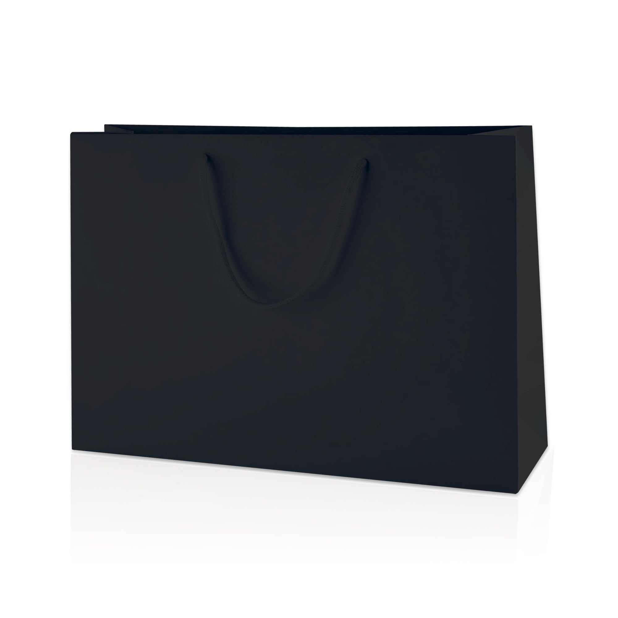 Thepaperbagstore 15× Black Medium Wide Matt Gift Bags 35×24×10cm – 250 gsm Boutique Paper Bags with Rope Handles & Reinforced Base – Ideal for Gifts, Weddings, Retail & Corporate Use