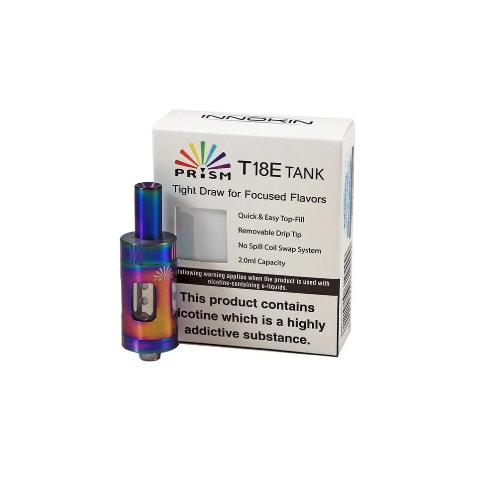 Innokin Prism T18E 2ml Tank for E Cigarettes, No Nicotine and No Liquid - Rainbow