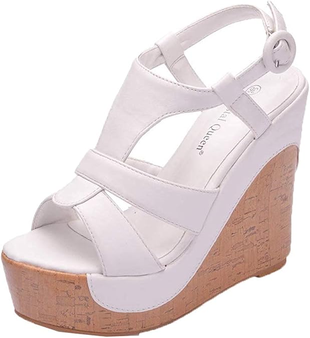 Amazon.com | Women's Summer Wedges Sandals Bridal Dress Ankle Strap Walking Shoes Fashion 