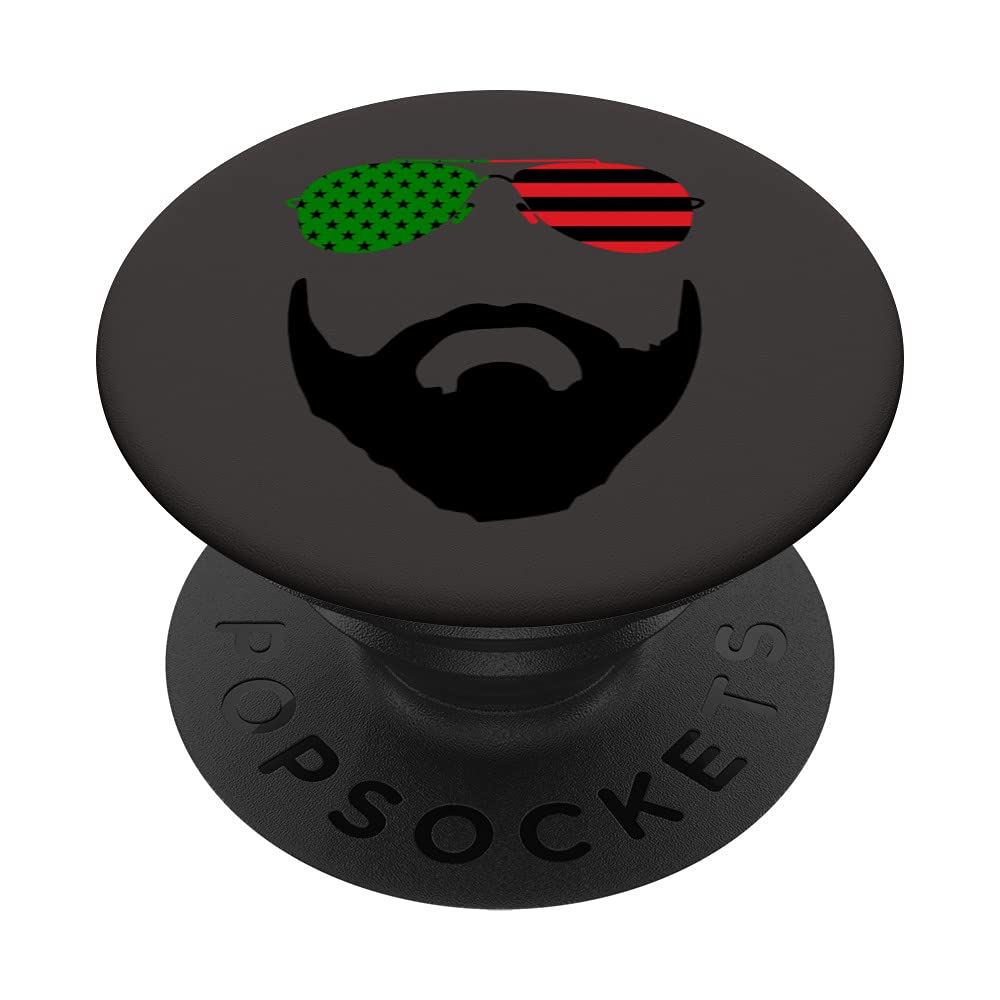 UNIA Pan African American Flag Design Juneteenth Beard Dad PopSockets Swappable PopGrip
