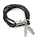 ERAWAN Fashion Leather Wrap Braided Wristband Cuff Punk Men Women Bangle Bracelet Gift EW sakcharn (Black+Coffee)