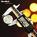 GlowGeek Electronic Digital Caliper Inch/Metric/Fractions Conversion 0-6 Inch/150 mm Stainless Steel Body Orange/Black Extra Large LCD Screen Auto Off Featured Measuring Tool