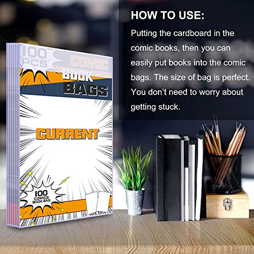 KKU Comic Bags 200 Count, Current Comci Book Bags 10.5"×6.9" for Comics