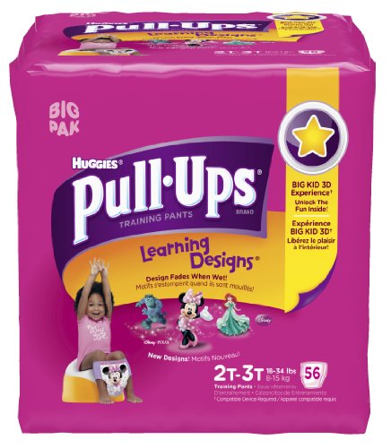 Pull-Ups Learning Design Training Pants, Size 2T-3T, Girl, 56 Count (Pack of 2)