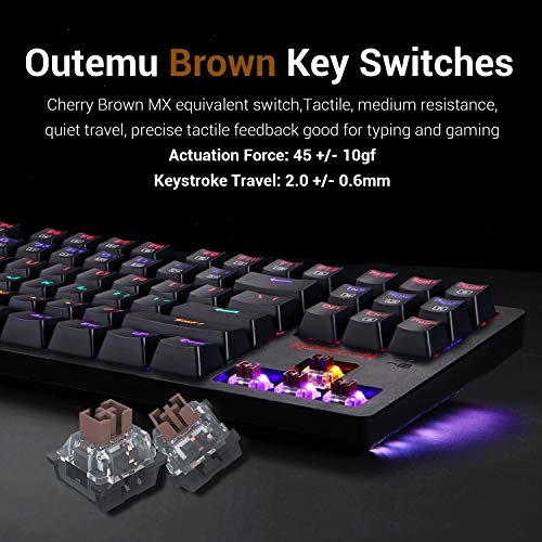 Redragon S113 Gaming Keyboard Mouse Combo Wired Mechanical LED RGB Rainbow Keyboard Backlit with Brown Switches and RGB… - Image 3