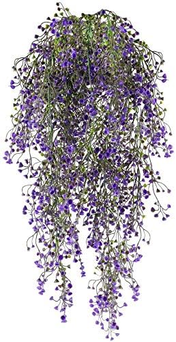 Shiwaki 2Pcs Imitation Admiralty Willow Wall Hanging Rattan Flower Vine Wall Home Garden Wedding Decor Vine (Purple) - Image 3