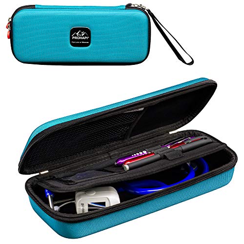 Prohapi Hard Stethoscope Case with ID Slot Compatible with 3M Littmann/ADC/Omron Stethoscope Includes Mesh Pocket for Nurse Accessories (Turquoise)