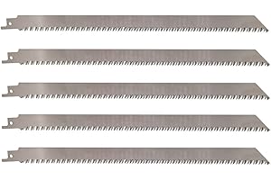 MRCGTCE Stainless Steel Reciprocating Saw Blades for Meat, 12 Inch 8TPI Unpainted Reciprocating Saw Blades for Wood Pruning, Food Cutting, Big Animals, Frozen Meat, Beef, Sheep, Cured Ham, Turkey, Bone - 5 pack