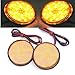 Qiorange Pair 24 LED Round Reflectors Tail Brake Stop Marker Light Truck Trailer RV ATV Motorcycle Amber Yellow