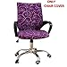 Deisy Dee Universal Computer Office Rotating Stretch Polyester Mid Back Function Chair Cover C111 (Purple Leafs)