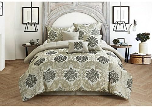 CASA Victoria Jacquard 7-Piece Queen-Size Bedding Comforter Set