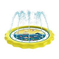 HITOP Sprinkler for Kids, Splash Pad & Baby Pool 3-in-1 60" Outdoor Toys for 1 2 3 4 5 Year Old Boys Girls - "Know The Ocean" Learning Water Play Mat Toys for Kids, Babies and Toddlers