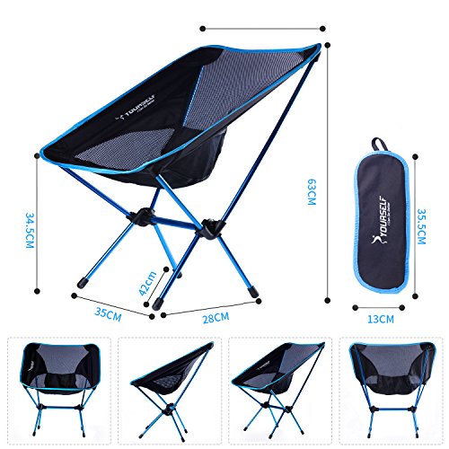 SYOURSELF Portable Folding Camping Chair-Lightweight,Compact,Comfortable, Breathable Beach Travel Mesh Chairs,Heavy Duty-Perfect for Backpacking Hiking Picnic Outdoors Sporting with Carry Bag(A Blue) - Thumbnail 4