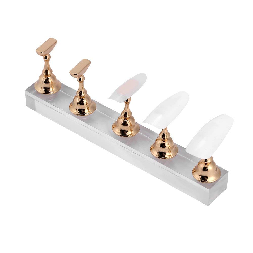 Nail Tips Stand Holders False Nail Display Stand Holder Set Nail Art Practice Holder Gold Magnetic Nail Showing Shelf