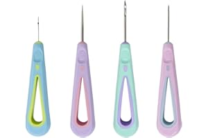 IEUDNS 4Pcs Leather Sewing Awl Tool Kit with Seam Ripper Hollow Hook Awl for DIY Projects Craft Punching Handmade Shoe Repair