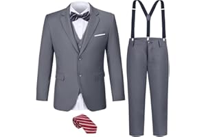 QISUMA Boys Suits Toddler Formal Suit Set Kids Ring Bearer Outfit for Teen Boys Wedding Tuxedo Communion Dress Clothes