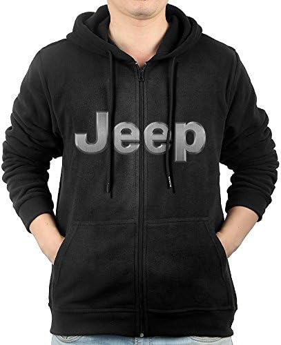 LuosisiJia Hoodie Sweatshirt Men's Jeep Logo Long Sleeve Zip-up Hooded Sweatshirt Jacket Black