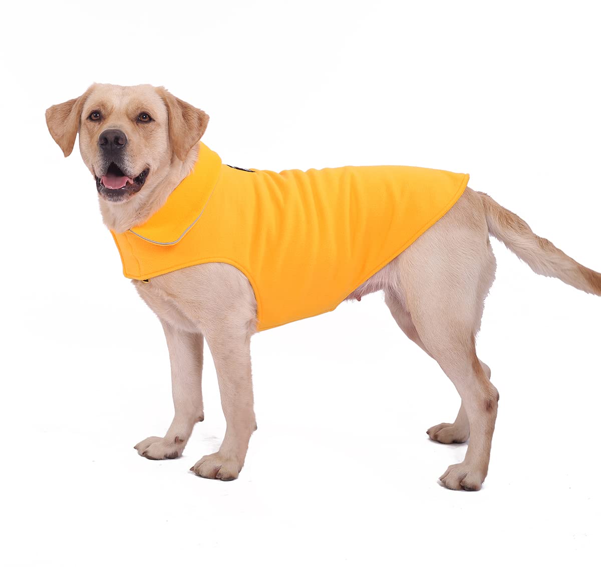 Fleece Dog Coat Pet Jacket Reflective for Cold Weather for Extra Large to Small Pets(Yellow,S)