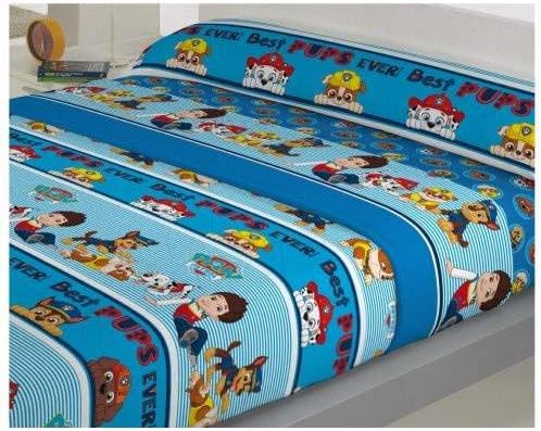 COTTON ARTean Children's Winter Bedding Set Coralina Fabric Paw Patrol Model Blue 3 Pieces Bed 90 x 190/200. Countertop + 1 Pillow Case + Fitted Sheet