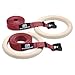 Wood Gymnastic Rings, Gym Rings, Fitness Rings, Exercise Rings, Wooden Gymnast Ring (1.25 inch Red Straps)