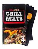 Hölm Grill Mat & Pan Liner - Set Of 4 - Heavy Duty Non Stick BBQ Grilling Mats 16 X 13 Inch