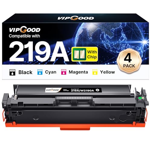 VIPGOOD 219A W2190A Toner Cartridges (WITH CHIP) Compatible for HP 219X 219A Toner for HP Color Laserjet Pro MFP 3302FDW 3302FDWG 3302SDWG 3302FDNG 3202DW 3302SDW 3302FDN 3202DN (1 Black, 1-Pack)