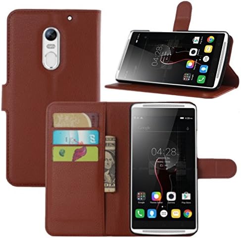 Lenovo Vibe X3 Case, Premium PU Leather Wallet Flip Case Cover with Stand Card Holder for Lenovo Vibe X3 2015 Smartphone (Wallet - Brown)