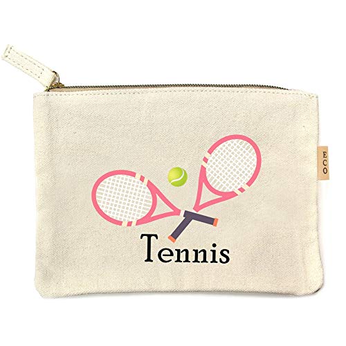 Me Plus Eco Zipper Pouch Stylish Printed, Traveler Organizer, Cosmetic Small Makeup, Students BTS Organization Bag - 22 Pattern options (Tennis-Pink) - Thumbnail 4