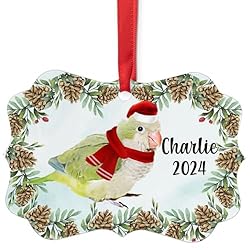Green Monk Parakeet Christmas Ornament 2024