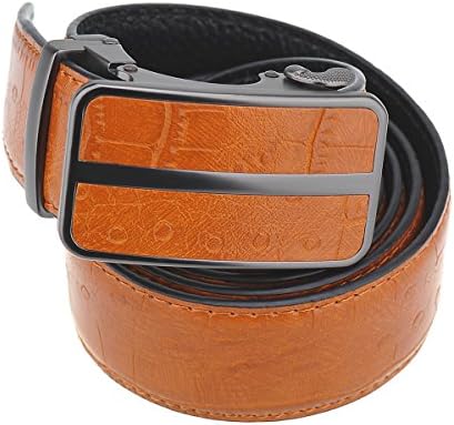 Men's Automatic Buckle Ratchet Belt 35mm Wide Alligator Embossed Genuine Leather Belt for Men (orange 03#)