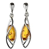 Amber Earrings - Sterling Silver and Baltic Honey Amber Earrings "Milena" - Sterling Silver Jewelry Collection