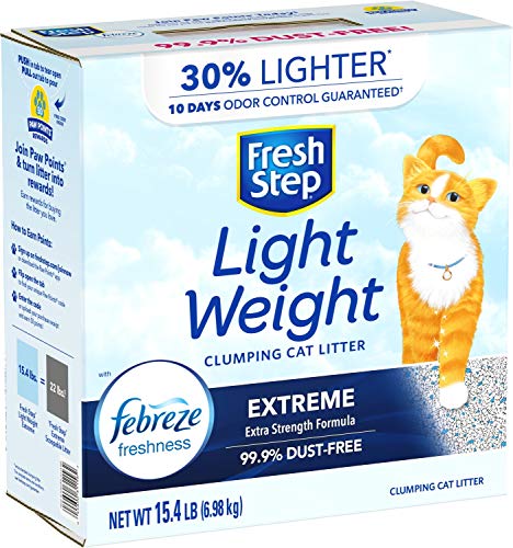 FRESH STEP LIGHTWEIGHT EXTREME SCENTED LITTER WITH THE POWER OF FEBREZE, CLUMPING CAT LITTER, 15.4 POUNDS (PACKAGE MAY VARY)
