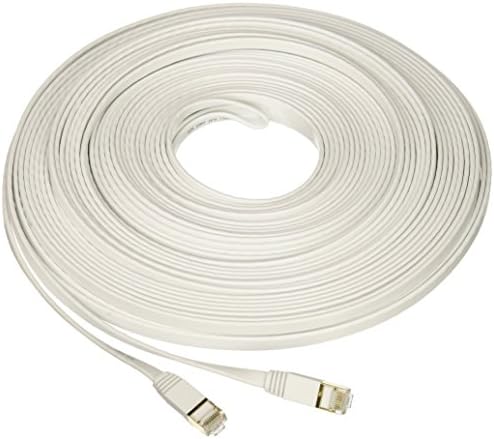 Nexhi Nexhi-STP-1800-100W CAT-7 Gigabit Ethernet Ultra Flat Patch Cable, White, 100'