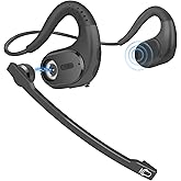 BANIGIPA Bluetooth Headset with Removable Microphone, Noise Cancelling Wireless Headset for Phones Laptop Computer PC, Open Ear Headphones for Office Meeting Running Cycling Driving Working-12 Hrs
