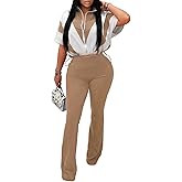 KANSOON 2 Piece Sets For Women Summer Color Block Zipper Short Sleeve Crop Top And Flare Pants Y2k Matching Outfits