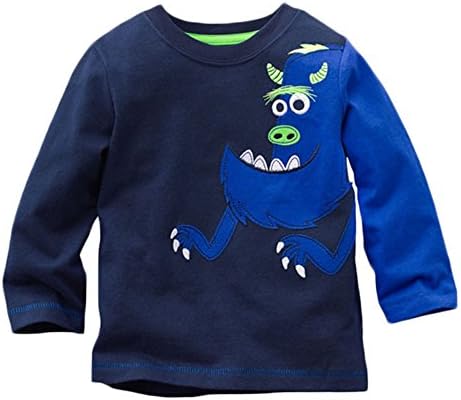 Little Boys Cute Cartoon Long Sleeved Cotton Crewneck T-Shirt (2-7T)